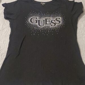 GUESS Black Rhinestone Logo Tee XL